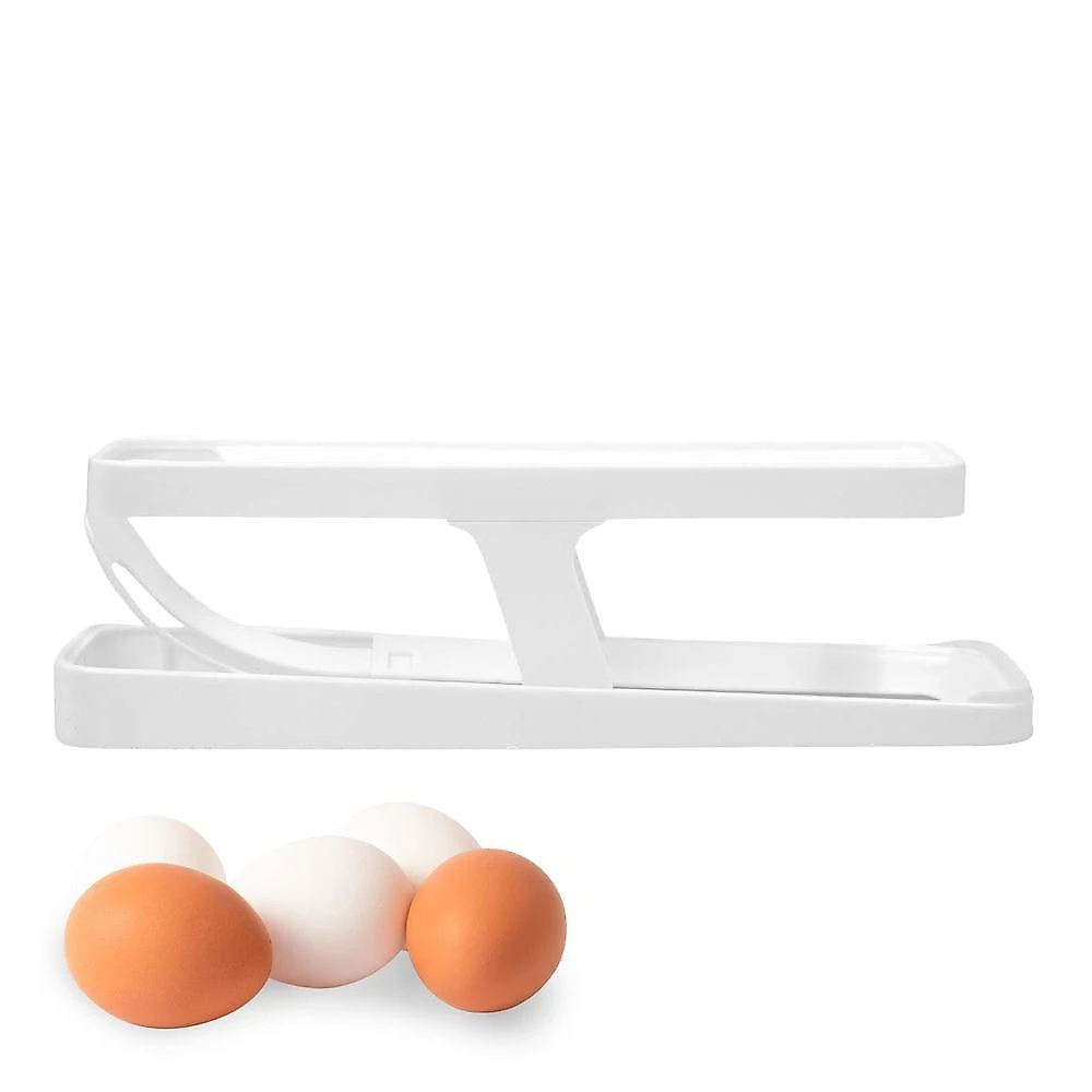 Dispenser Porta Ovos 2 Camadas em Plástico ABS com Rolamento Automático para Organização na Cozinha