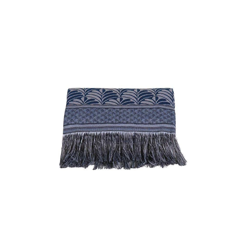 Manta Xale Rustic Jacquard 1 Pç Azul Pal