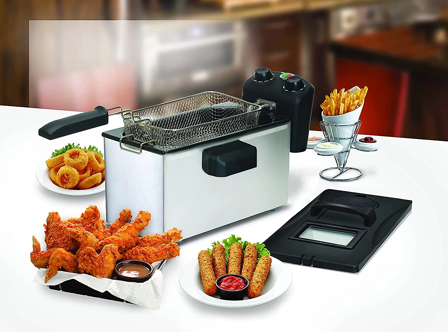 Elite Gourmet EDF3500 Fritadeira Elétrica Industrial a Óleo 3 5L com Controle de Temperatura 110V Aço Inox