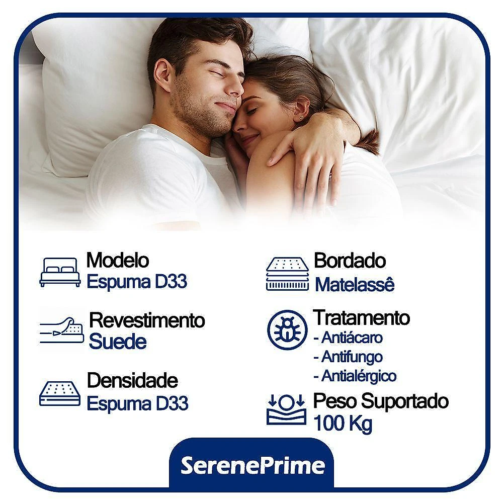 Cama Box Casal Suede + Colchão De Espuma D33 - Sereneprime - 138cm marrom