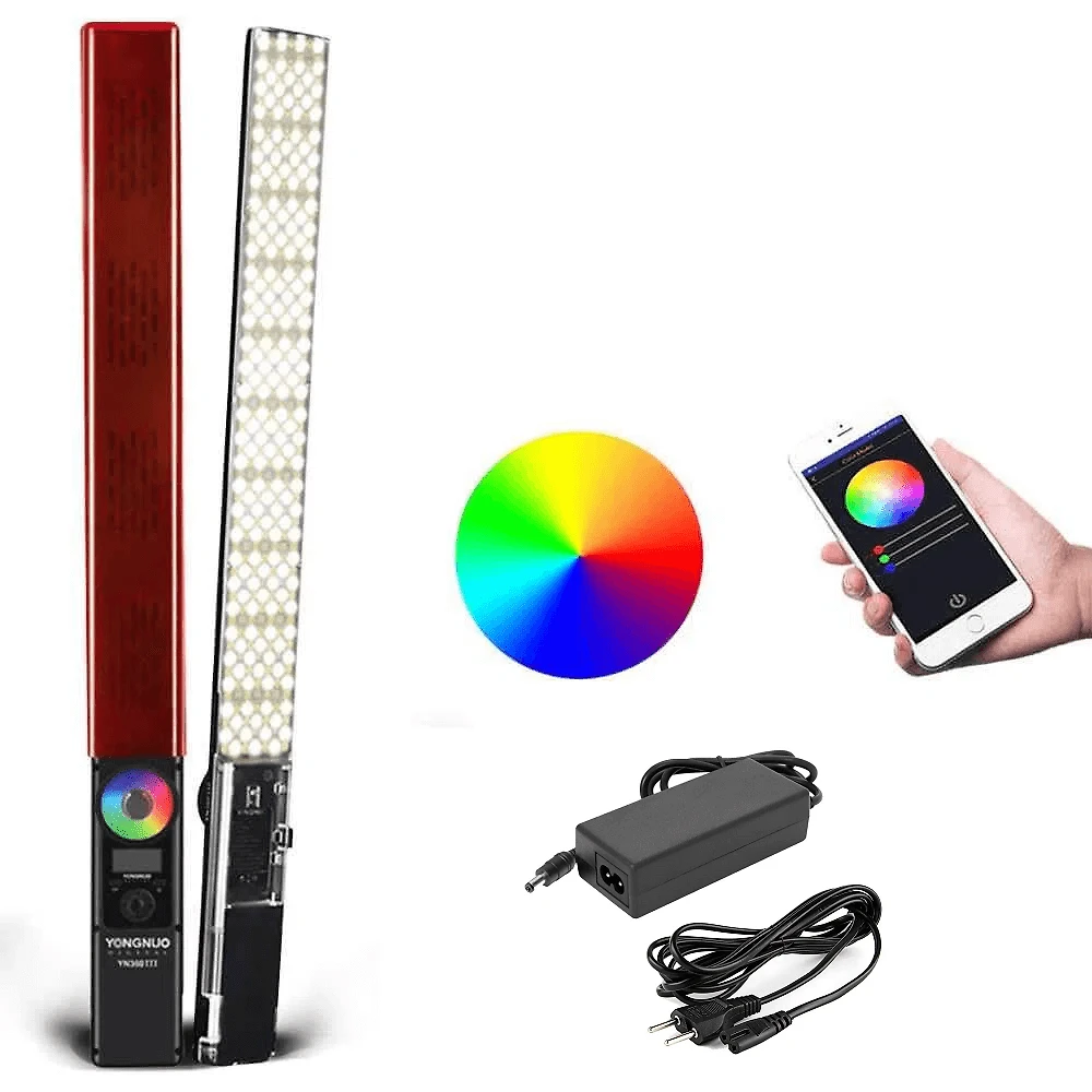 Kit Bastão LED Yongnuo YN360 III RGB Video Light Wand com Fonte DC 12V 5Amp (Bivolt)