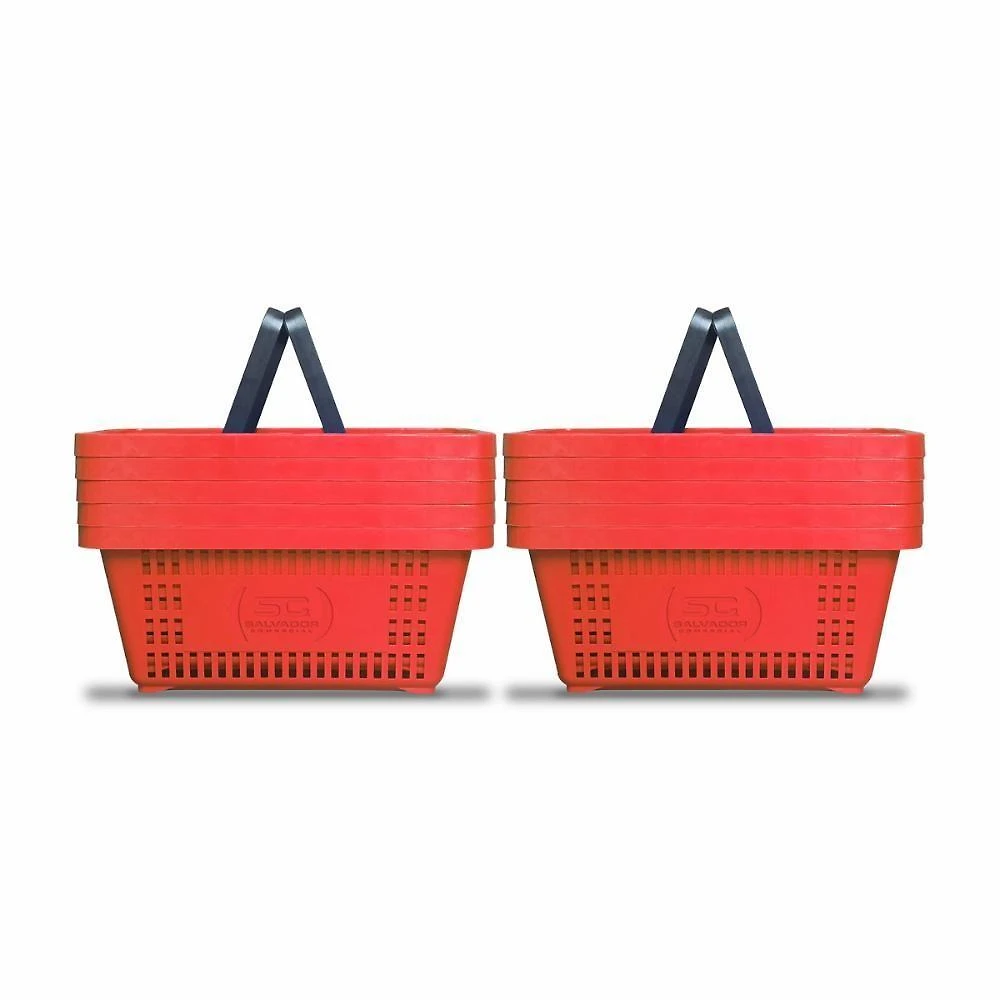 Kit - 10 Cestos Compras Plástica D100 Cód. 3000 Vermelho - Della Plast