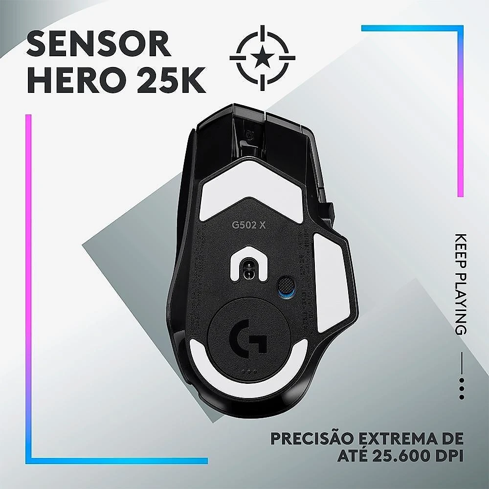 Mouse Gamer Sem Fio Logitech G502 X Plus, RGB, 25600 DPI, 13 Botões, Switch, Preto - 910-006161