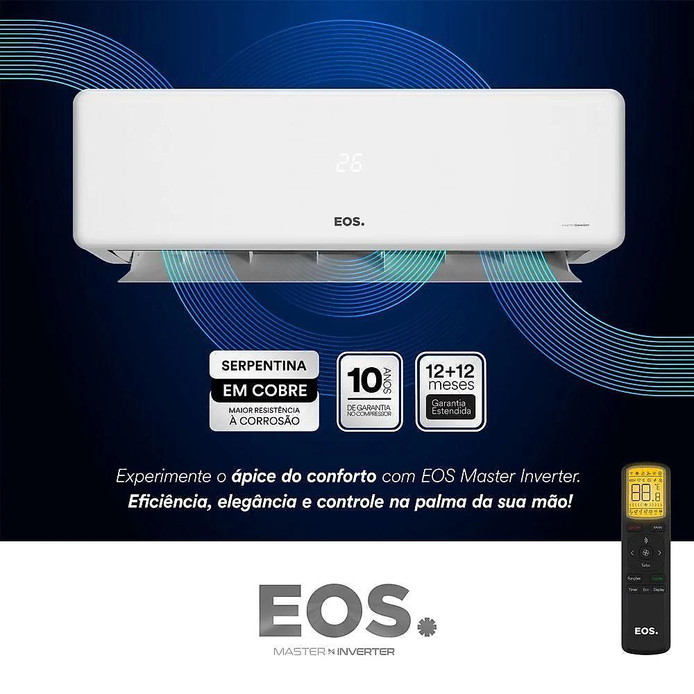 Ar-Condicionado Split Inverter 30.000 BTUs EOS Master Inverter High Wall Quente e Frio EASM30001IQI/EASM30001IQE 220V