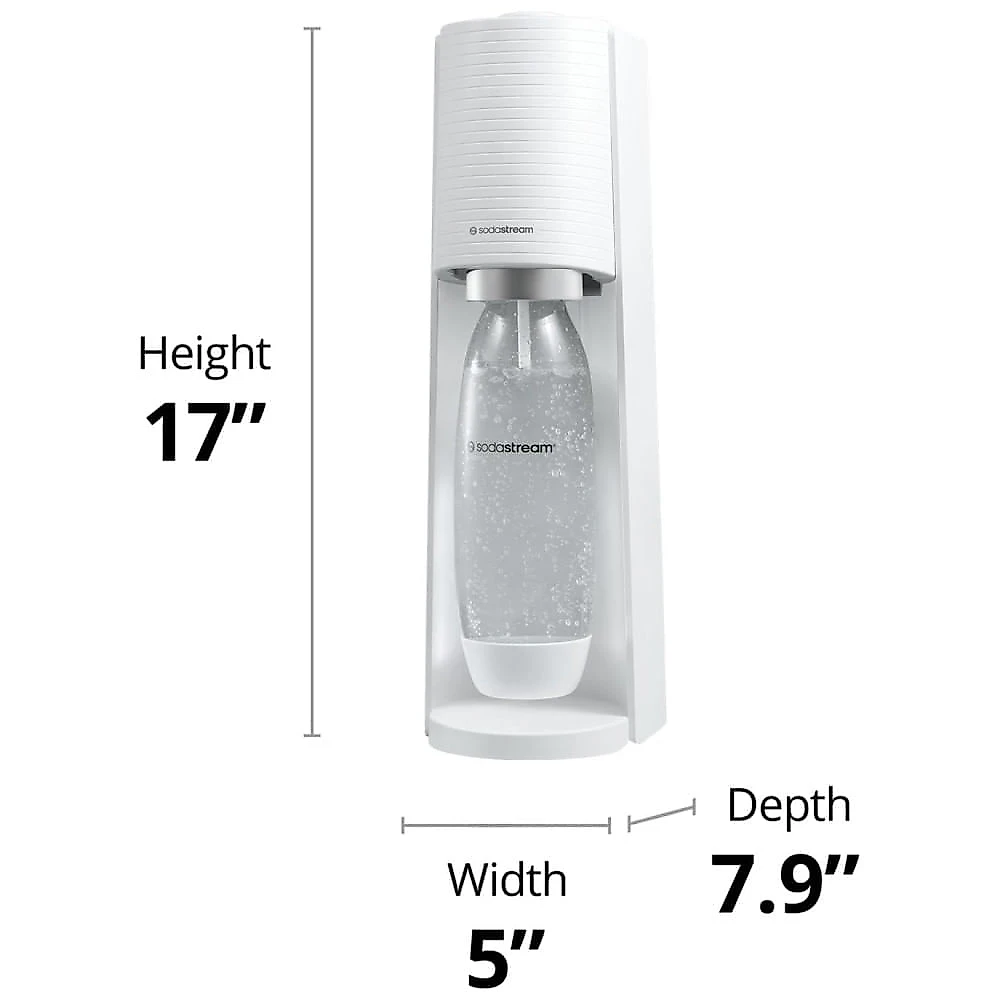 Máquina de Fazer Água com Gás SodaStream Terra Branca com CO2, Garrafa DWS e Gotas Bubly - Transforme Sua Hidratação!