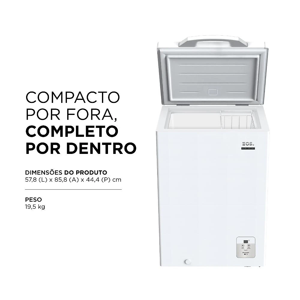 Freezer e Conservador Horizontal EOS 110 Litros Digital Tripla Ação Eco Inverter Branco EFH125IDX Bivolt