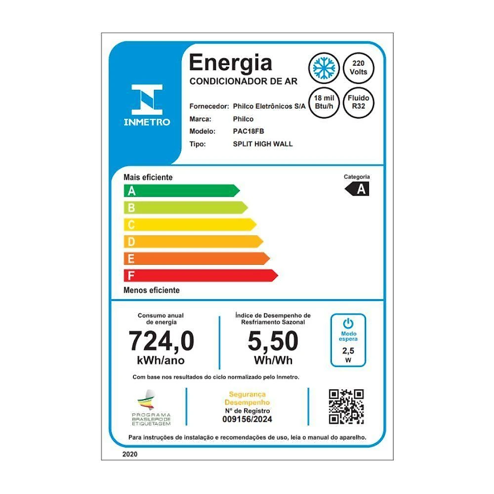 Ar condicionado split inverter philco 18000 btus frio 220v pac18fb