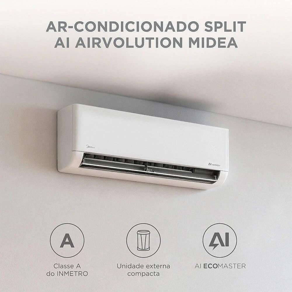 Ar-Condicionado Split Inverter 22000 BTUs Springer Midea AI Airvolution High Wall Só Frio 42EFVCA22M5/38TAVCA22M5 220V