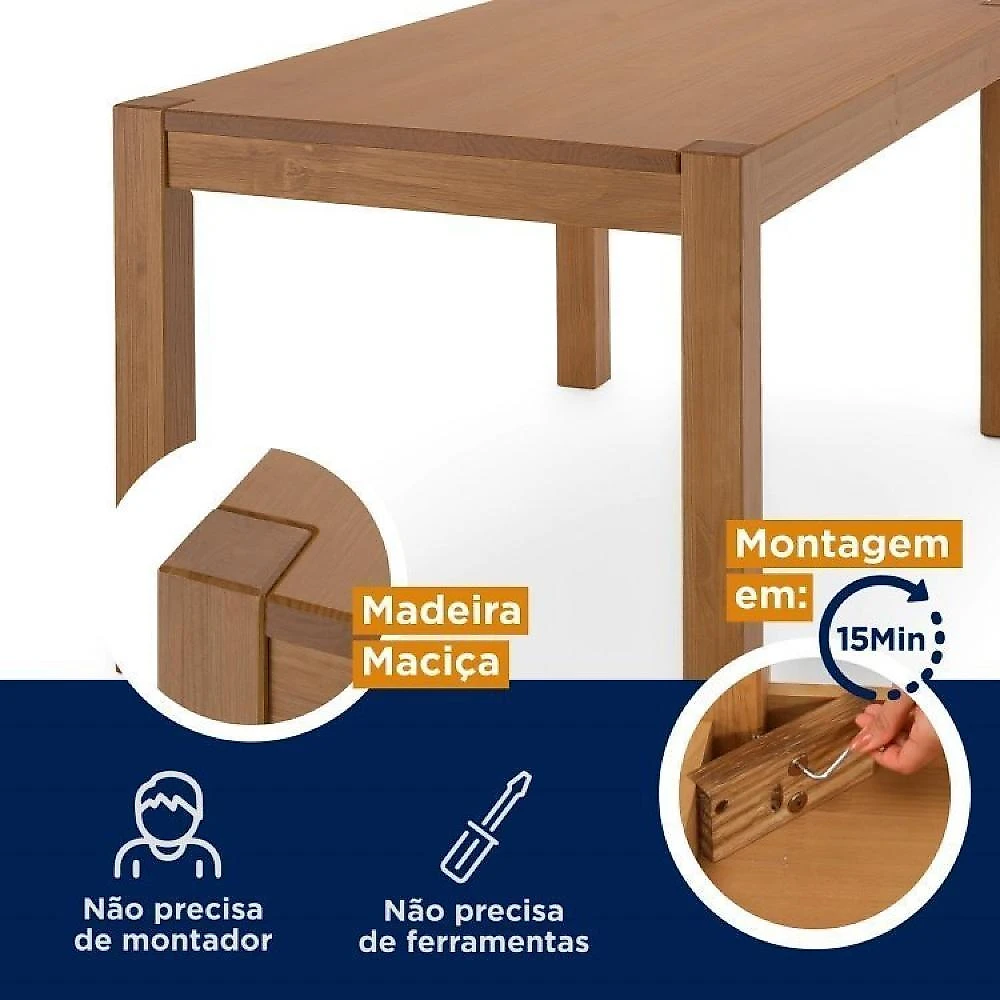 Conjunto Primavera Mesa de Jantar Madeira Maciça com 6 Cadeiras CabeCasa MadeiraOriginals Conjunto Primavera Mesa de Jantar Madeira Maciça com 6 Cadeiras CabeCasa MadeiraMadeira Marrom