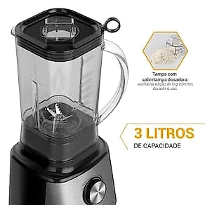 Liquidificador Philco PLQ2100PI Turbo Preto 1400W com 12 Velocidades - Preto/Inox 110V