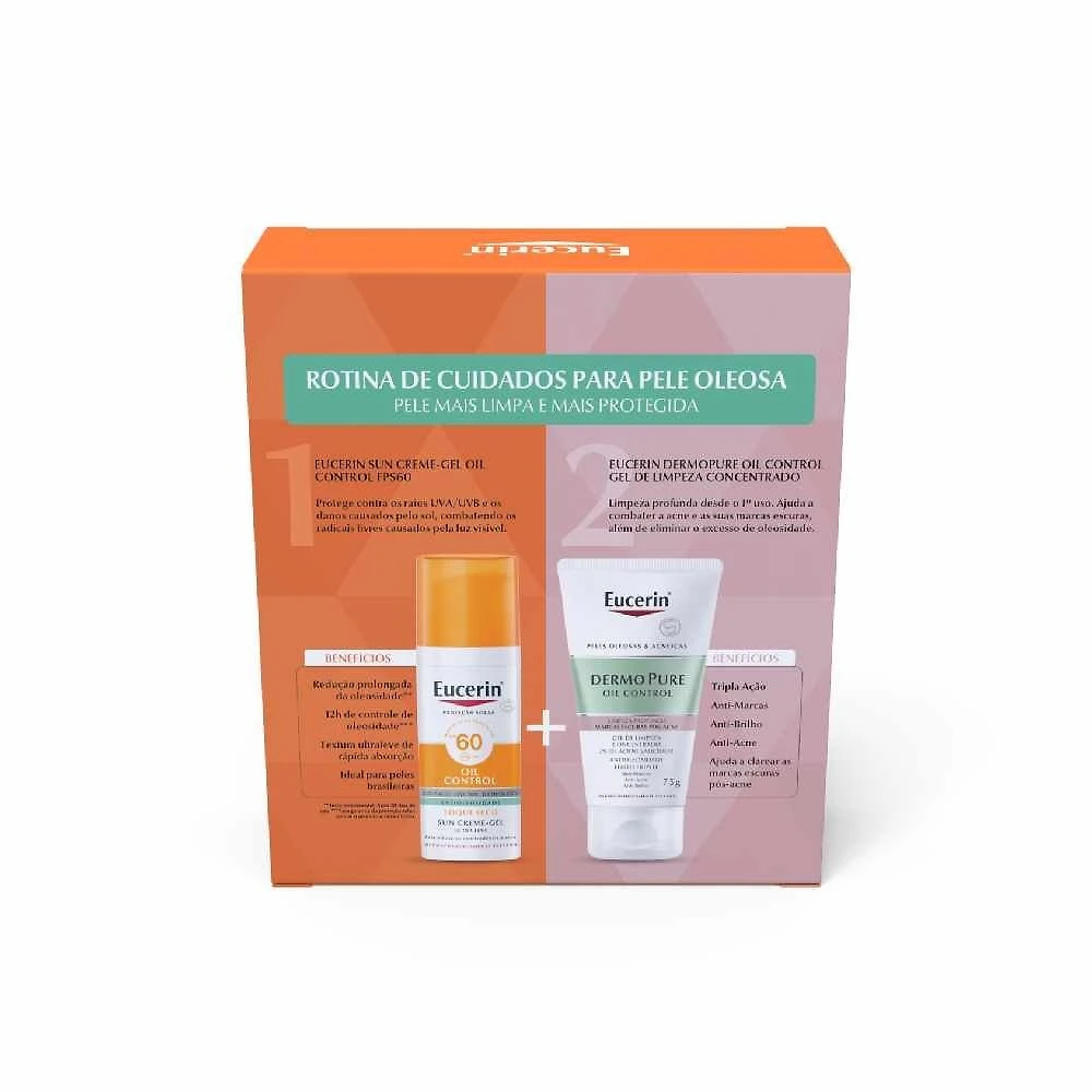 Miniatura Kit Eucerin Protetor Solar Facial Oil Control Fps60 52g + Gel De Limpeza Dermopure 75ml