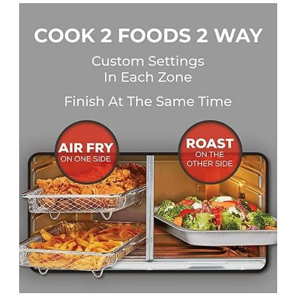 Forno Air Fryer Emeril Lagasse Dual Zone 360 com Porta Francesa, 23,66 litros Extra Grande, Prepare Dois Alimentos de Maneiras Diferentes