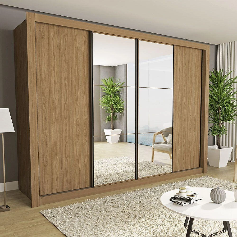 Guarda Roupa Casal Firenze Com 6 Espelhos 4 Portas Minastex Carvalho