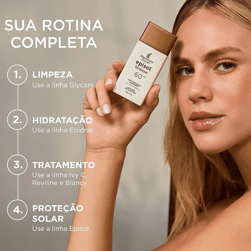 Protetor solar iluminador mantecorp skincare episol fps60 40ml bronze