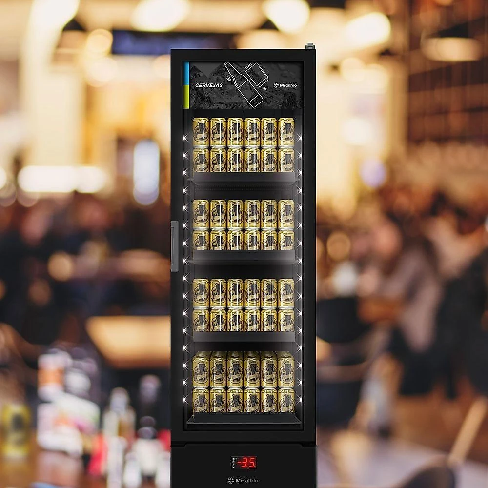 Cervejeira Expositor Vertical Porta De Vidro 293 Litros Vn28rh All Black 127v - Metalfrio 127V