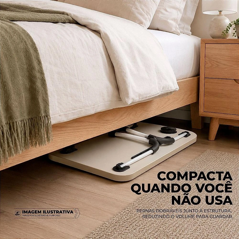 Mesa de Notebook Multiuso Armor Portátil Dobrável em Madeira para Cama e Sofá com Porta-Tablet e Porta-Copos - Gshield