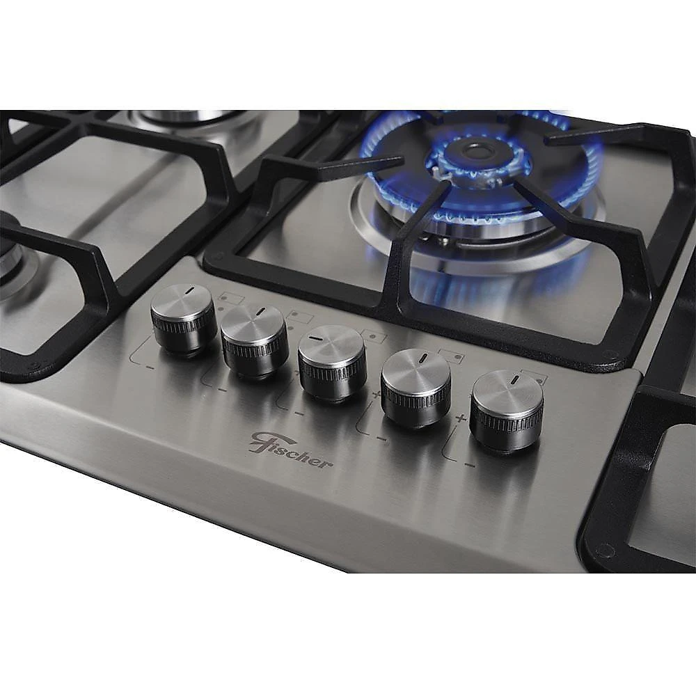 Cooktop 5 Bocas Fischer Infinity Trempe De Ferro Tripla Chama à Gás Mesa Inox Bivolt