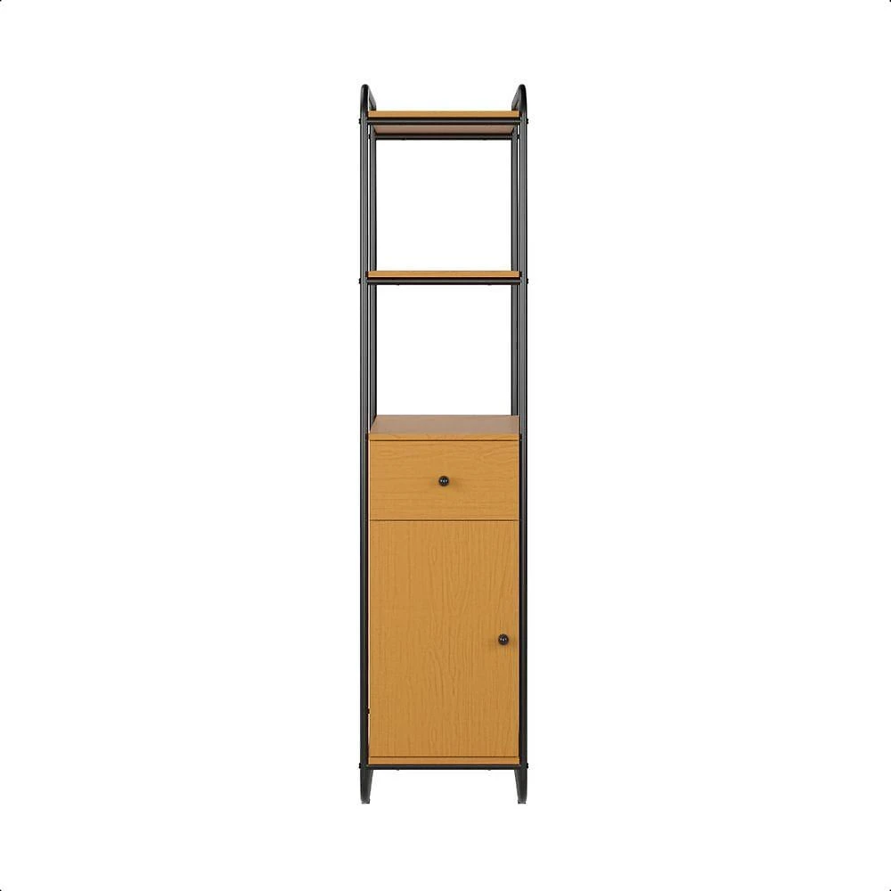 Miniatura Estante Estilo Industrial De Aço Com Gaveta E Porta Criare Canela