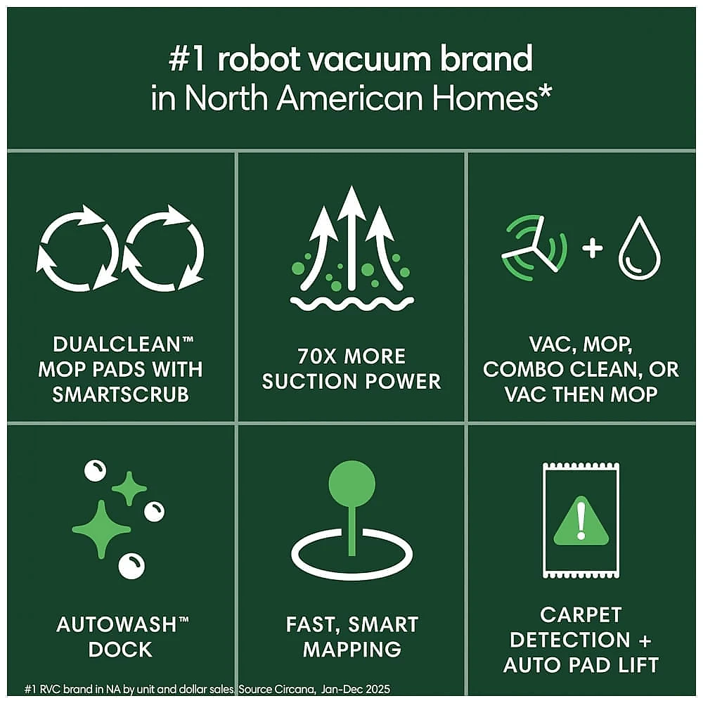 iRobot Roomba Plus 405 G185 - Robô Aspirador e Mop com AutoWash, Navegação LiDAR e Autolimpeza