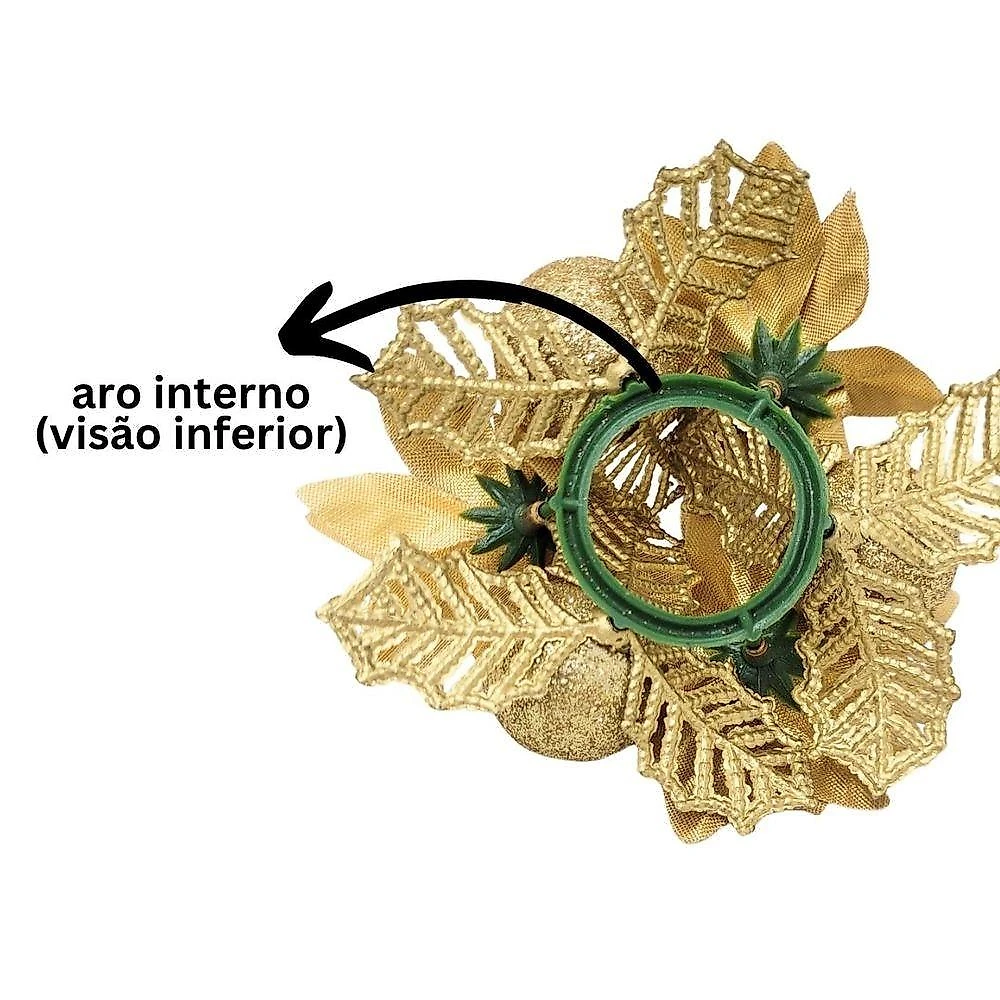 Kit 4 Porta Guardanapo Bico de Papagaio Decorado Natalino 2 em 1 Porta Velas Dourado Yangzi