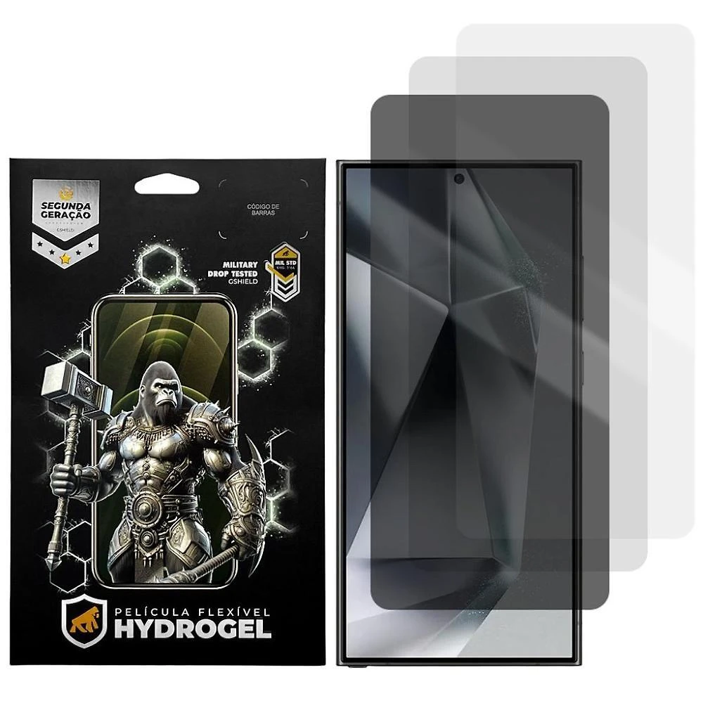 Kit Película Gshield para Samsung Galaxy S24 Ultra Hydrogel Hd Fosca e Privacidade 3 Peças