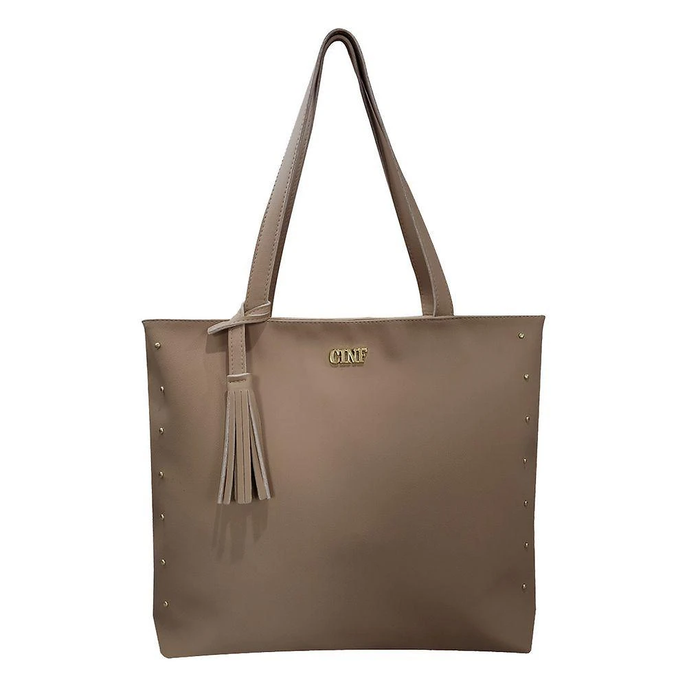 Bolsa Sacola Feminina OEM Grande 32x42x10cm Amêndoa para Uso Diário e Universitário Feminino