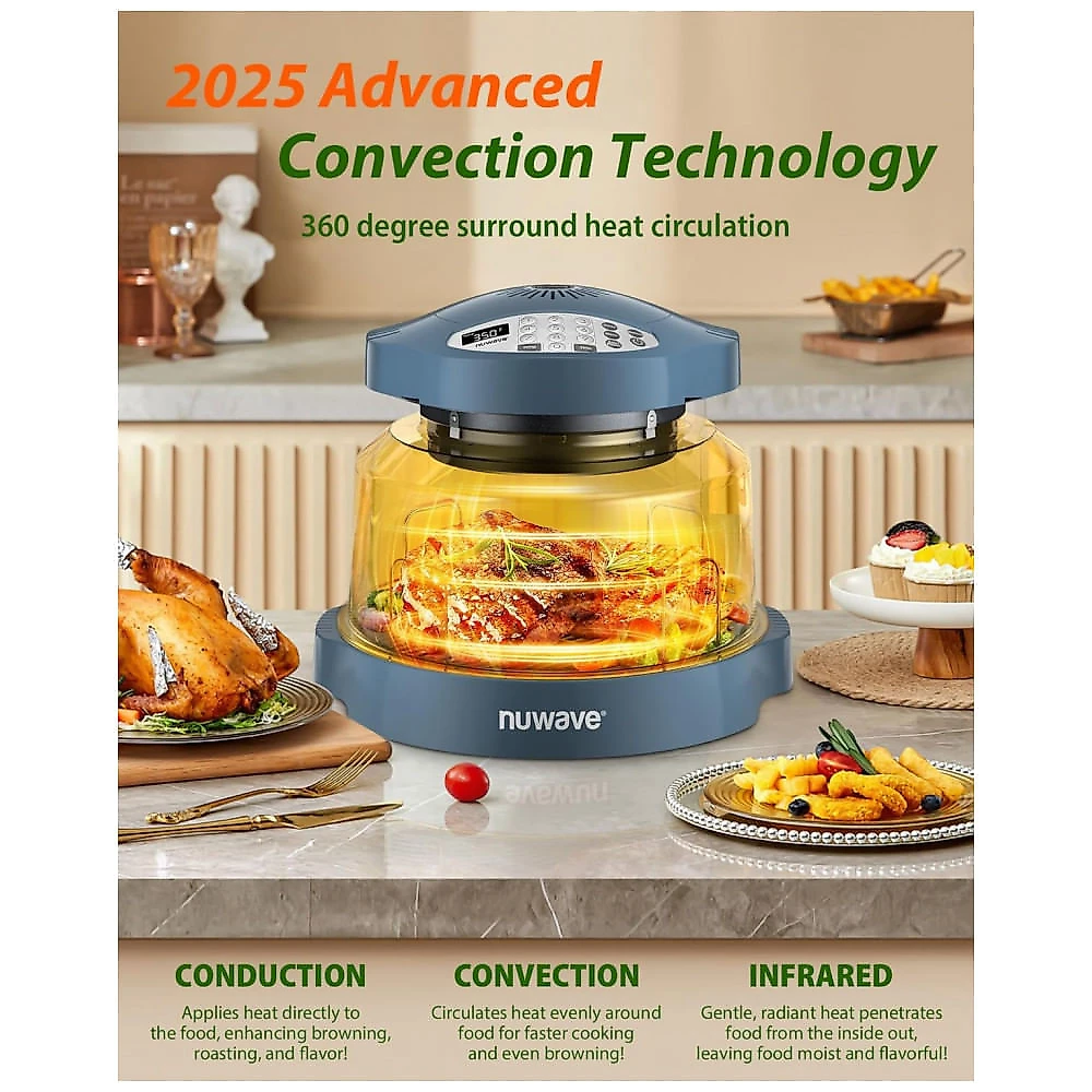 Forno Nuwave Oven Pro Plus 2 Air Fryer Azul Aconchegante Convecção Infravermelho Sem Descongelar 4,5 kg 120V