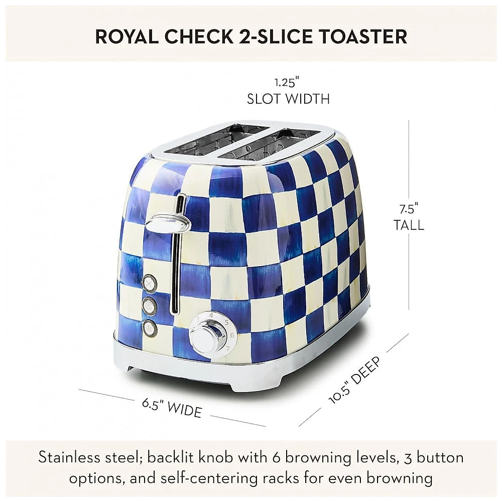 Conjunto chaleira elétrica e torradeira Mackenzie-Childs Royal Check inox xadrez azul e branco 110V