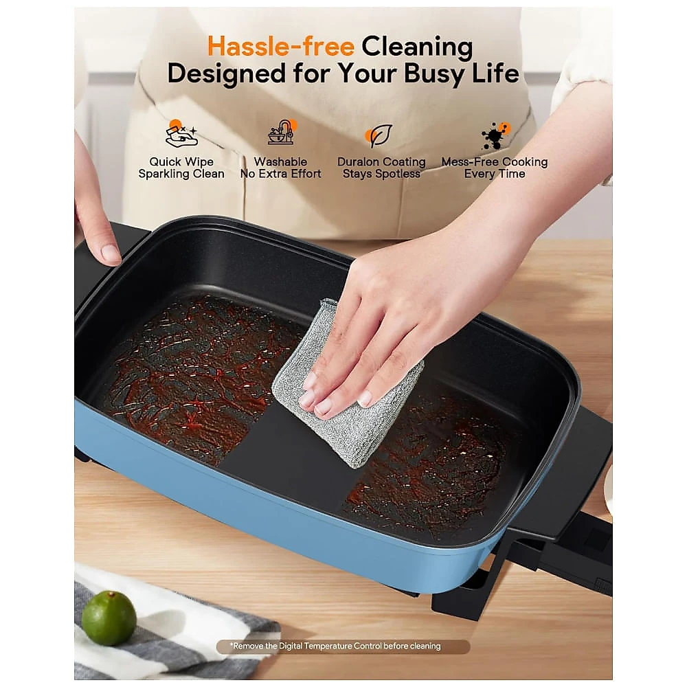 Panela Elétrica Skillet 7L Nuwave Medley XL Azul Digital Antiaderente Cerâmica PFAS Free com Tampa de Vidro 110V