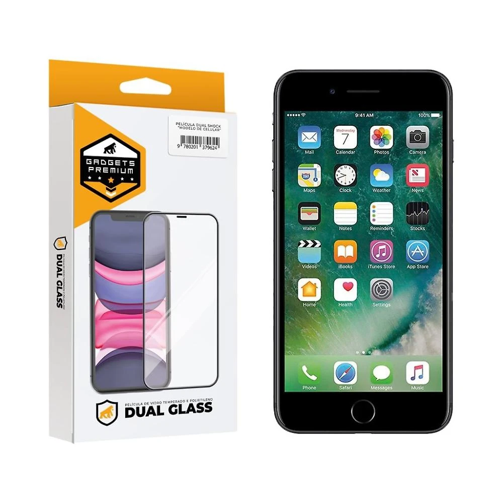 Película Dual Glass para iPhone 8 Plus - Preto - Gshield