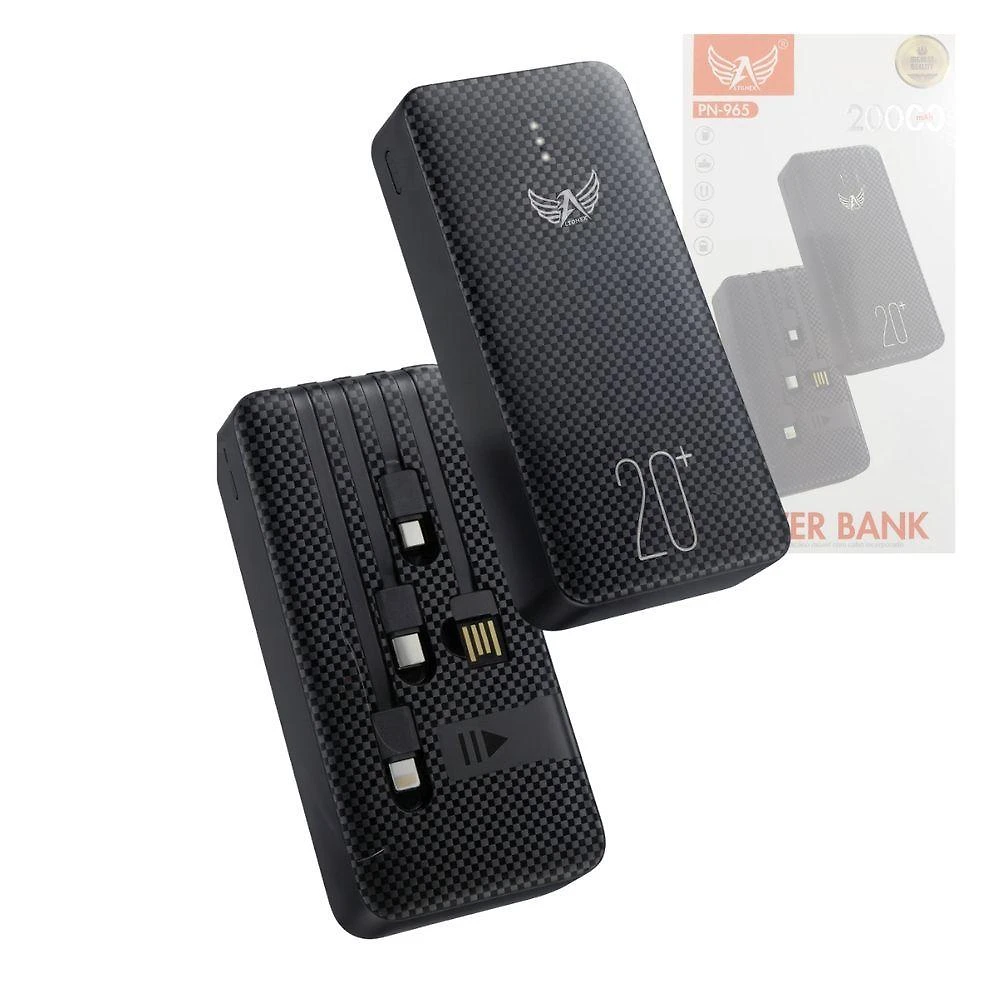 Power Bank Altomex PN-965 com 4 Saídas USB V8 Tipo-C e Lightning 20000MAH Preto 1 Unidade