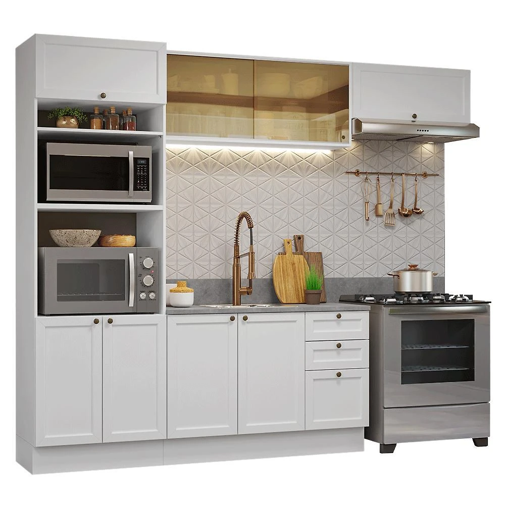 Armário de cozinha completa 270 cm branco vik madesa 04