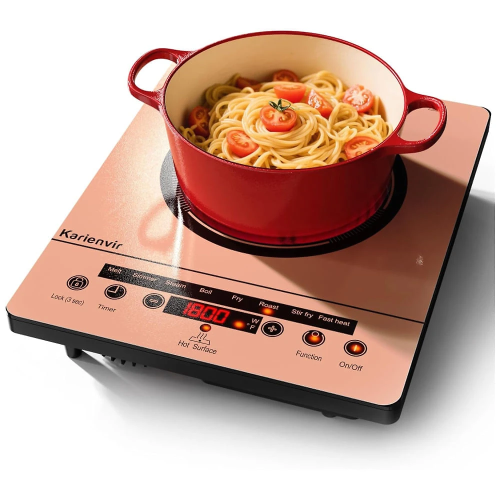 Cooktop Elétrico Portátil de 1 Boca, Fogão Elétrico 110V com Plugue, Touch Screen com Trava de Segurança, Timer, 9 Níveis de Potência.Karienvir