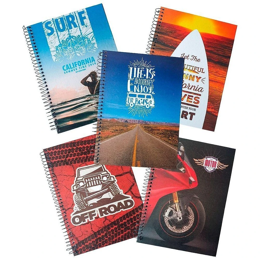 Caderno OEM Universitário Capa Dura Espiral 80 Folhas Kit 5 Masculino