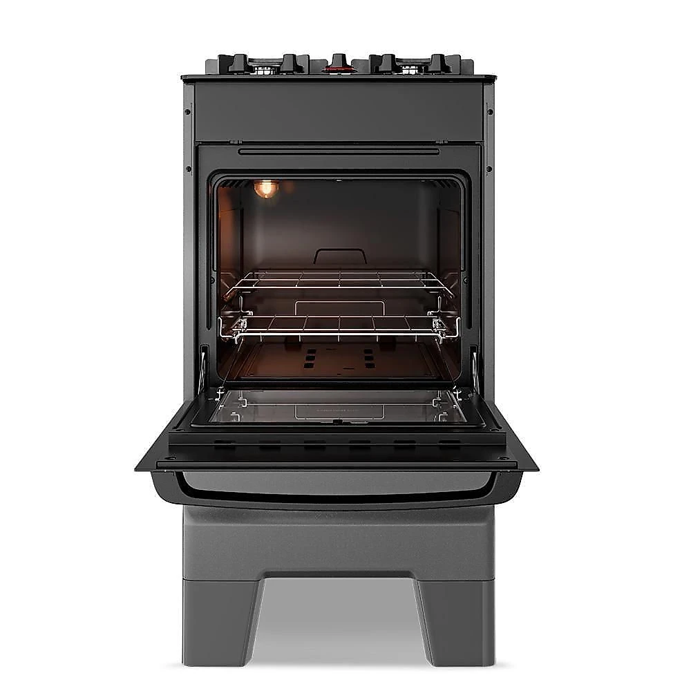 Fogão A Gás Mesa De Vidro Forno 50l Esmaltec Ideal Master Glass Titanium 4 Bocas Bivolt