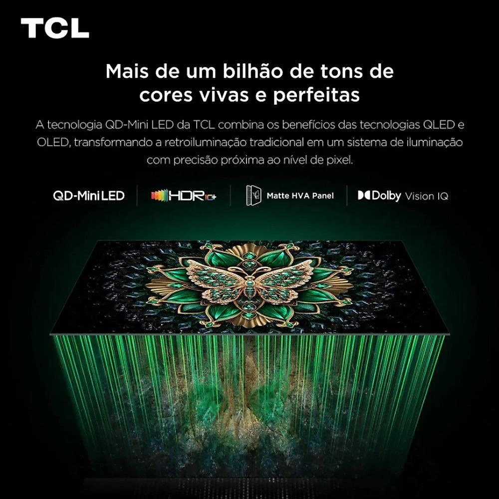 Smart TV TCL C6K 55 Polegadas 4K QLED Mini LED Preto Android TV 144Hz Bivolt