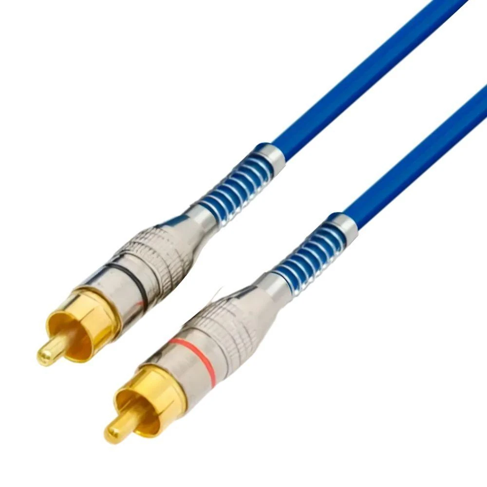 Cabo Rca Profissional Blindado 2 Rca + 2 Rca Grupo MXT 4mm 5m Azul