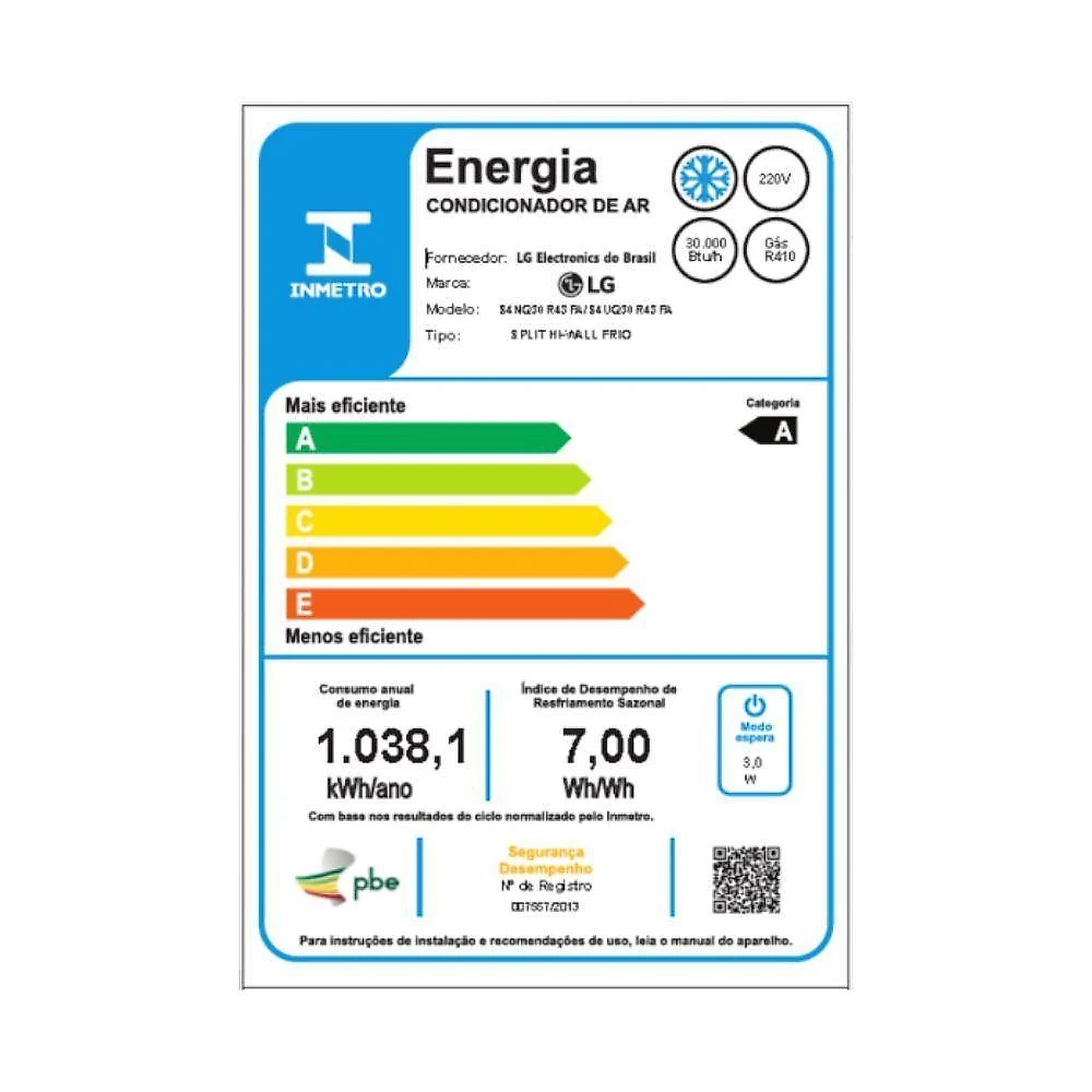 Ar condicionado split lg dual inverter ai voice 30000 btus frio 220v s4-q30r43fa