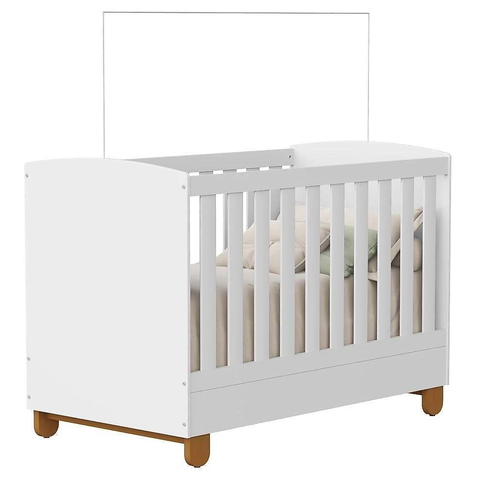 Quarto de Bebê Completo Apolo MDF 90CM Branco Fosco Berço Americano Cômoda Sapateira Guarda Roupa