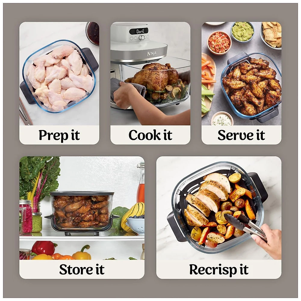 Ninja Crispi Pro Glass Air Fryer. 6-in-1. Amazon Exclusive Bone Champagne