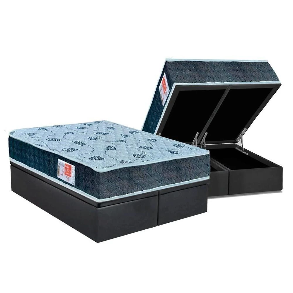 Conjunto Box Baú King: Colchão Espuma Orthoflex D45 Comfortpedic + Base Crc Courano Gray(193x203)