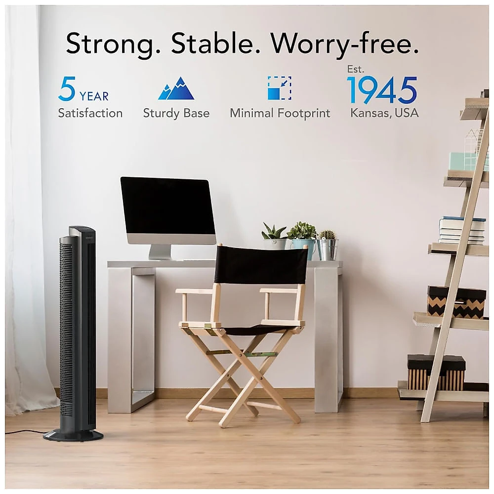Ventilador de Torre com Controle Remoto, Temporizador, 5 Velocidades e Oscilação de 70º, 110V 61W, Vornado OZI42, Preto 110v