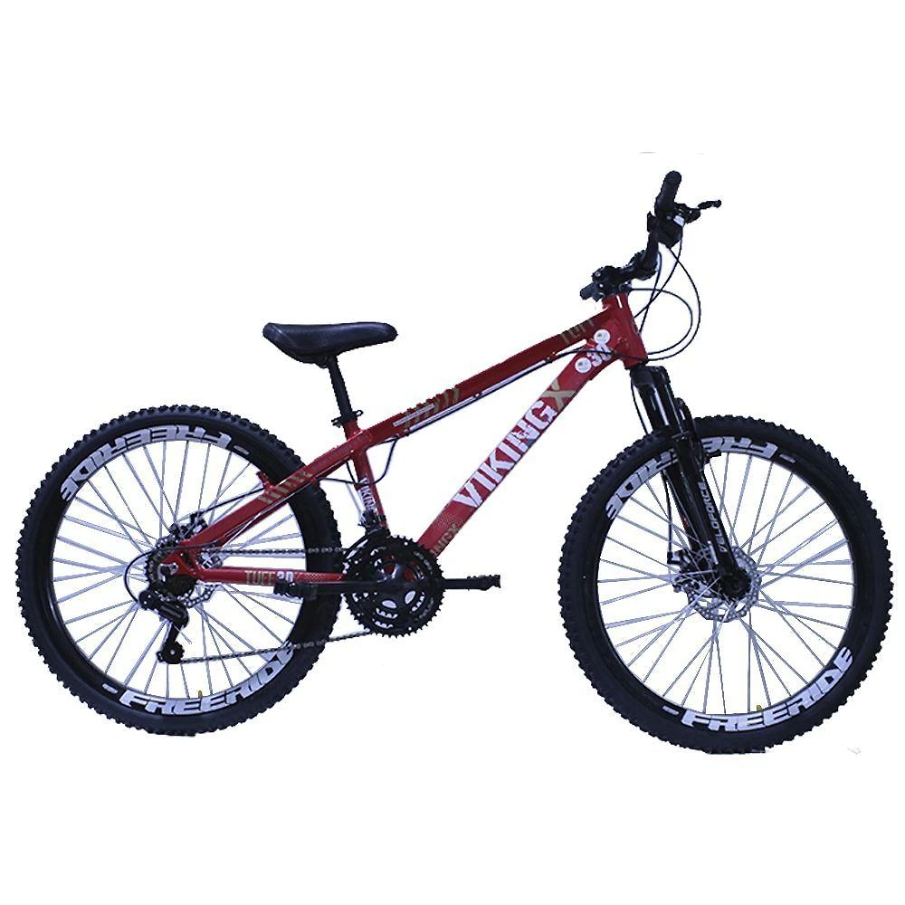 Miniatura Bicicleta Viking Tuff 25/30 Freeride Aro 26 Freio A Disco 21 Velocidades Cambios Shimano Vermelho