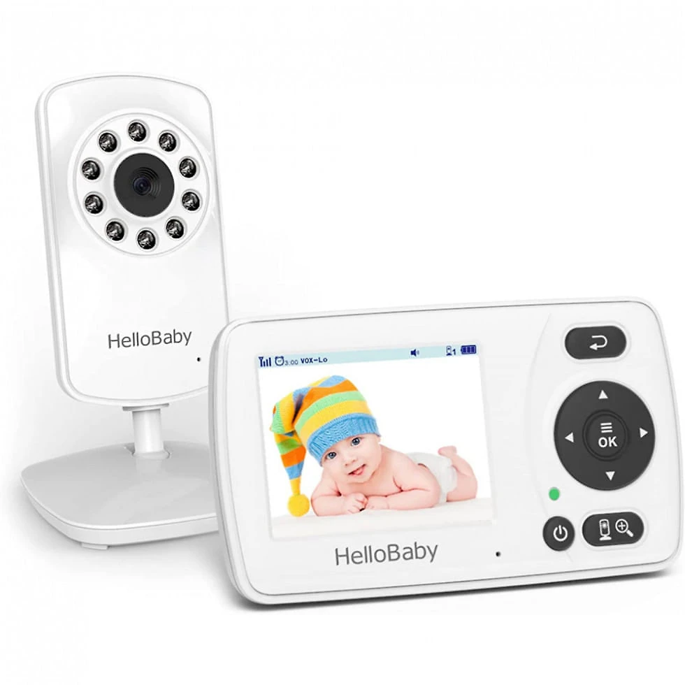 Babá Eletrônica HelloBaby com Câmera, Áudio, Visão Noturna e Modo VOX