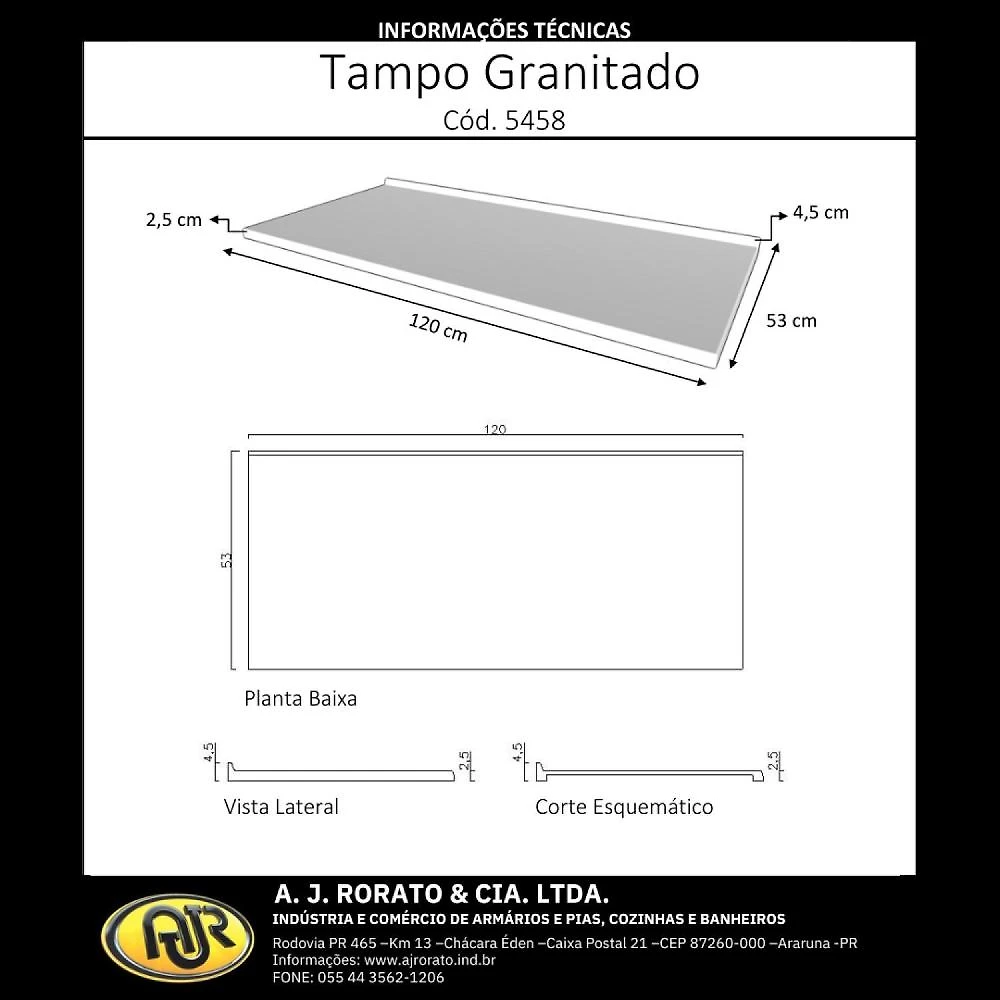 Miniatura Tampo Mármore Sintético 120cmx53cm Para Balcão de Cozinha   Pedra Preta