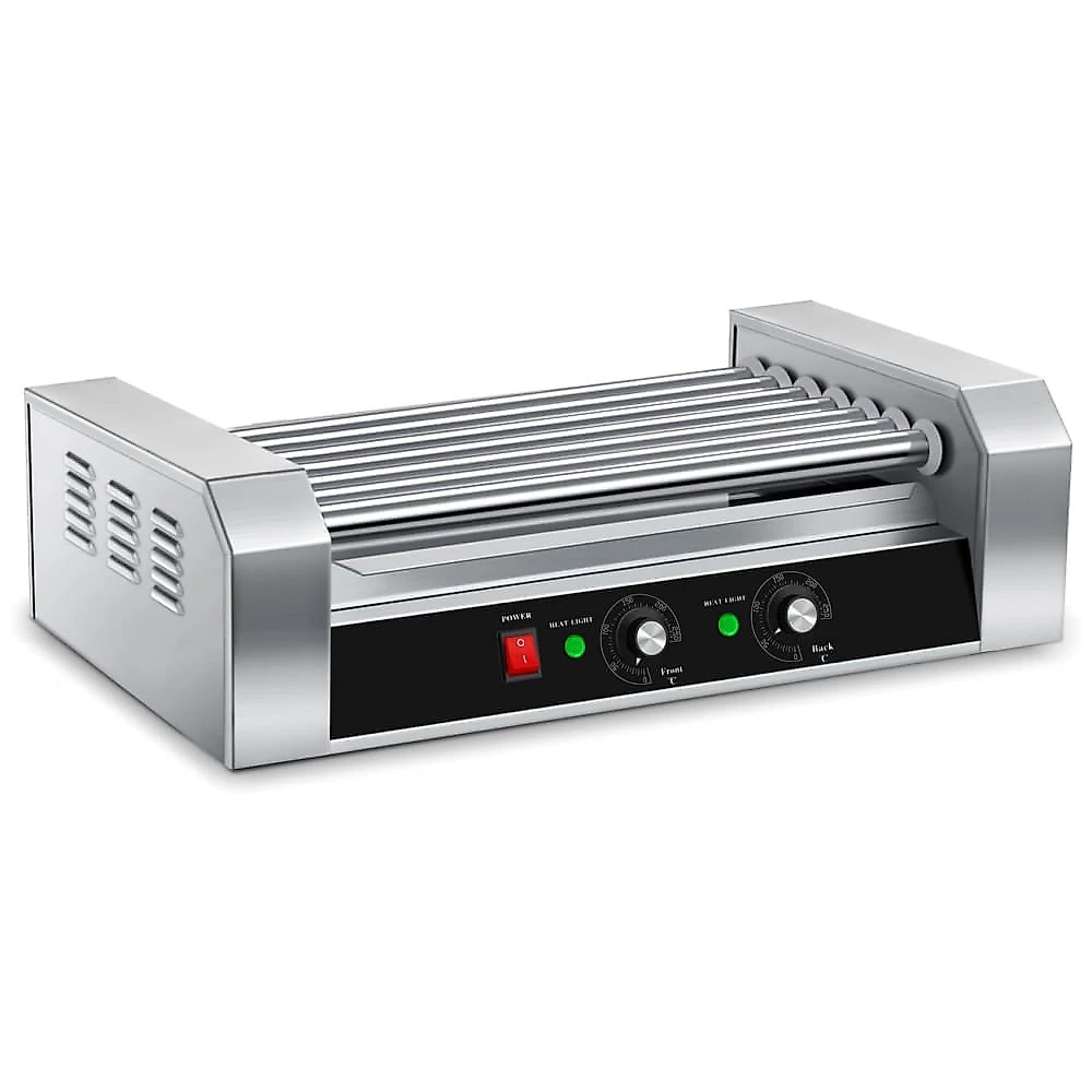 Máquina de Cachorro-Quente SYBO, 18 Cachorros-Quentes 7 Rolos de Grade com Bandeja de Gotejamento em Aço Inoxidável Removível, 1000W, Grau Comercial 7