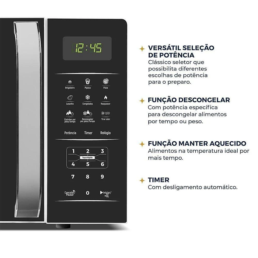 Micro-­ondas 20 Litros Britânia Pintura Limpa Fácil BMO23 1100W 110V