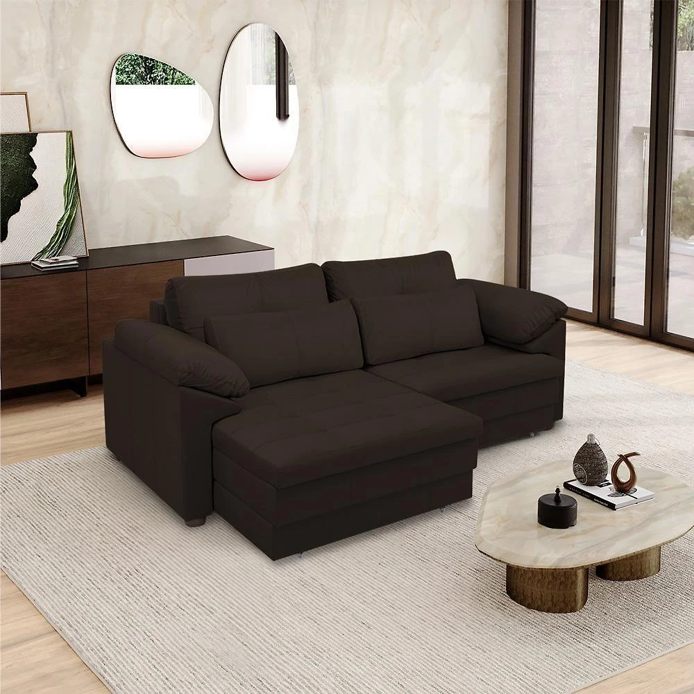 Sofá Nolan G58 3 Lugares Retrátil 250cm Marrom Couro Gran Belo