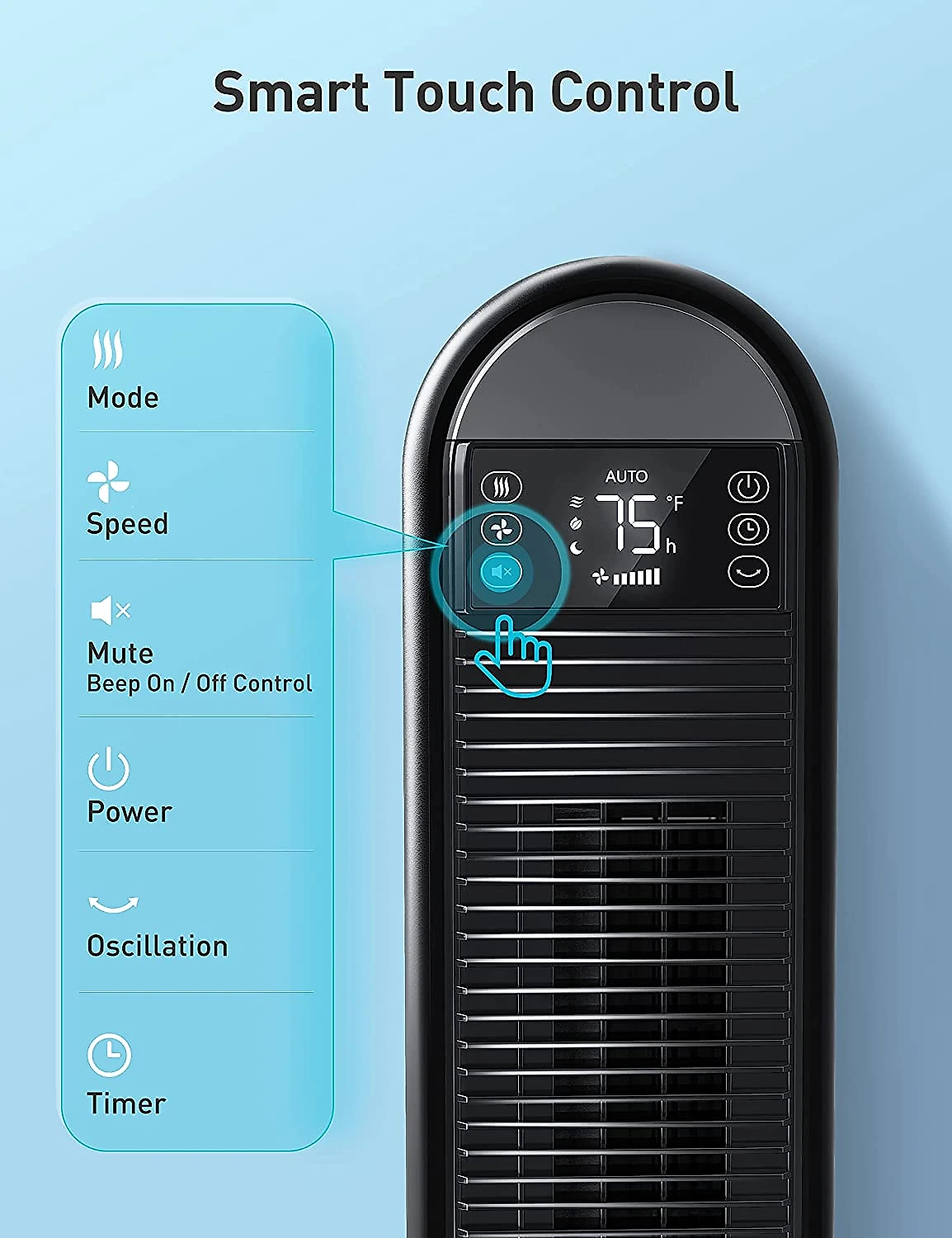 Dreo Ventilador da Torres Lâmina c Controle Remoto 6 Velociades Preto