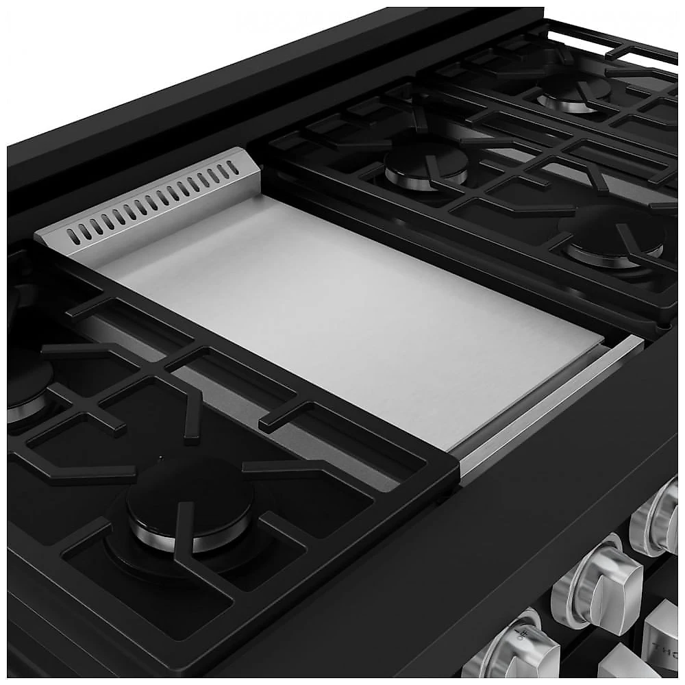 Fogão a gás profissional 122cm Thor Kitchen Gordon Ramsay preto/inox dupla fornalha convecção chapa 198L 110V